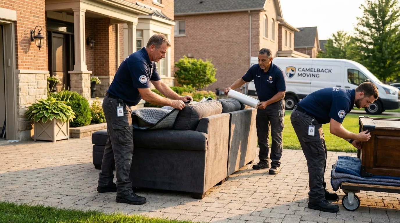 Large estate moving crew wrapping furniture in Everett, PA
